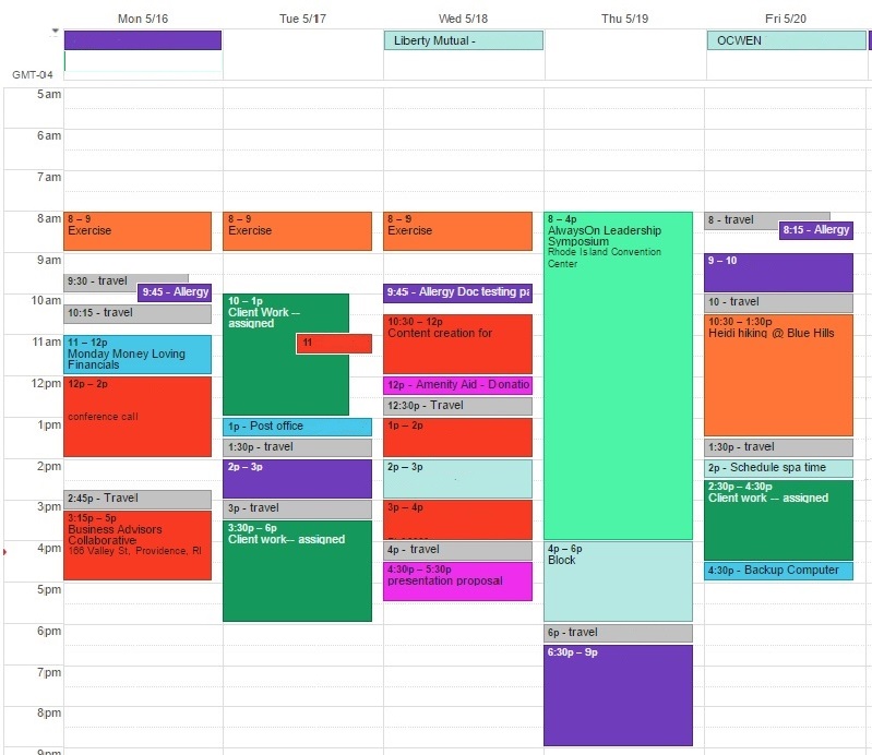 Visual schedule calendar helps me find balance.